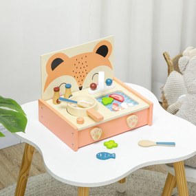 AIYAPLAY Bucătărie Jucărie pentru Copii 3-5 Ani, Mini Bucătărie cu Plită și 12 Accesorii, 31,5x23,5x25 cm, Multicoloră | Aosom Romania