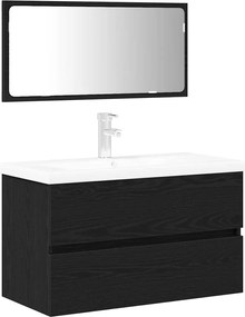 vidaXL Set de mobilier pentru baie 3 pcs Stejar Negru Lemn compozit