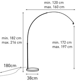 Lampă de arc modernă din oțel reglabilă fără abajur