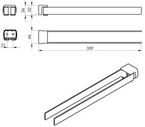 Suport rotativ de perete pentru prosoape Gedy PIRENEI 36 cm crom lucios