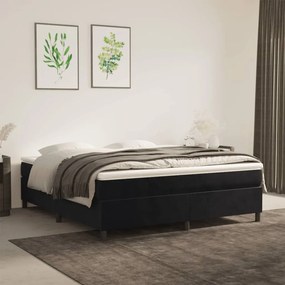 vidaXL Pat box spring cu saltea, negru, 180x200 cm, catifea