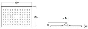 Coloana dus cu baterie si termostat Roca Deck, cap dus 36x24 cm