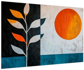 Tablou - Abstracție cu plantă și soare (90x60 cm)