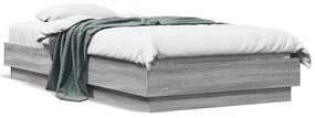 vidaXL Cadru de pat cu lumini LED, gri sonoma, 75x190 cm