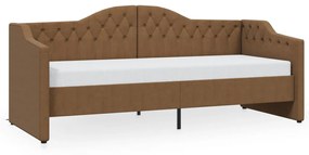 337187 vidaXL Pat de zi cu USB, maro, 90x200 cm, material textil