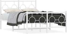 vidaXL Cadru de pat metalic cu tăblie, alb, 120x190 cm