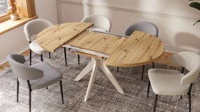 Mazzoni RENZO Stejar Artisan/picior bej (șampanie) - MASĂ ROTUNDĂ Ø110 EXTENSIBILĂ PÂNĂ LA 180 cm | PENTRU BUCĂTĂRIE SUFRAGERIE LIVING