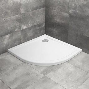 Cadita dus semirotunda Radaway Doros A 80x80 cm acril alb