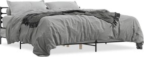 vidaXL Cadru de pat, gri sonoma, 180x200 cm, lemn prelucrat și metal