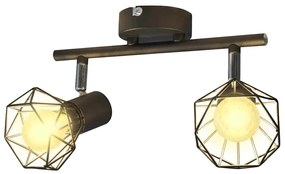 Aplice perete cadru sârmă, stil industrial, negru, 2 becuri LED