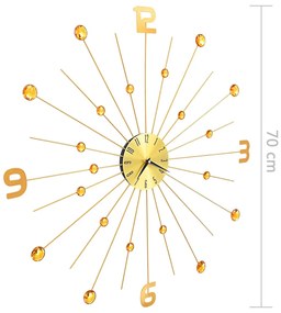 Ceas de perete, auriu, 70 cm, metal auriu cu cifre, 70 cm