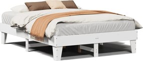vidaXL Cadru de pat fără saltea, alb, 140x190 cm, lemn masiv de pin