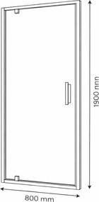 Usa dus batanta sticla 80x190 cm cu cadru metalic Sanswiss, Ocelia 800x1900 mm