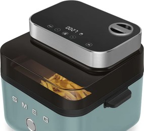 Friteuza cu aer cald Smeg Collezione AFC01EGMAU, 1450 W, 7,3 l, 40-200°C, 7 programe, Mod dublu, Comandă tactila, Timer, LED, Verde