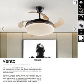 Lustra LED cu Ventilator si telecomanda, lame retractabile Vento negru/bronz