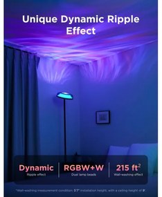 Govee UPLIGHTER MATTER lampă de podea LED dimabilă RGBICWW, 24W/230V, Wi-Fi