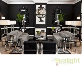 Masuta de cafea LUX design modern cu blat din sticla neagra Table Palmer 109992 HZ