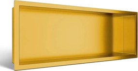 Raft incastrat dreptunghiular Balneo Wall-Box One cu rama 60x20x10 cm auriu lucios