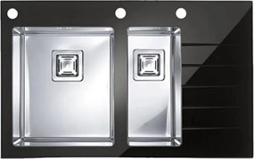 Chiuveta inox Alveus Crystalix 20 inox - negru 86x54 cm stanga