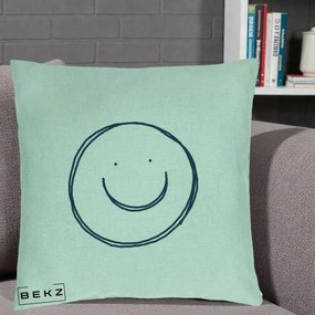 Perna Decorativa Smile Desen Minimalist, 40x40 cm, Verde Menta, Husa Detasabila, Perna Inclusa, BEKZ®