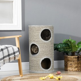 PawHut Turn Sisal pentru Pisici, Ansamblu cu Platforme Înveliș Moale, Φ38x70 cm, Gri | Aosom Romania