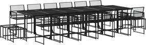 vidaXL Set mobilier de grădină, 17 piese, negru, poliratan