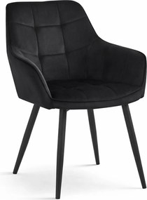 Scaun de masa VARSI VELVET cu picioare negre, negru