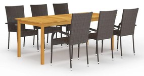 vidaXL Set mobilier de grădină, 7 piese, maro