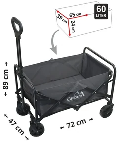 Cattara 13703 Cărucior pliabil pentru campingTrogir Pic colo, 94 x 77 x 54 cm, S