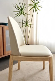 Scaun de sufragerie, natural/bej, piele ecologică, ZENTRA