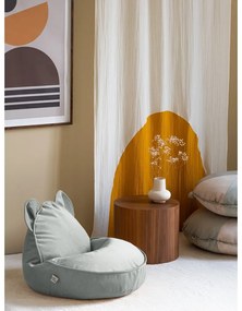 Fotoliu puf pentru copii verde mentă cu tapițerie din catifea Bear – Wigiwama