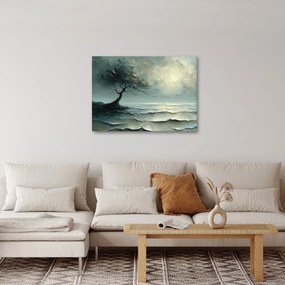 Tablou - pictură în ulei de un copac cu oceanul (70x50 cm)