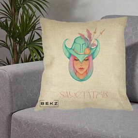 Perna Personalizata Zodiac Sagetator Cowgirl, 40x40 cm, Crem, Husa Detasabila, Perna Inclusa, BEKZ®