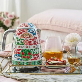 Cana electrica SMEG Dolce & Gabbana KLF03DGEU, 2400 W, 1,7 l, Baza rotativa la 360°, Finisaj lucios, Multicolor