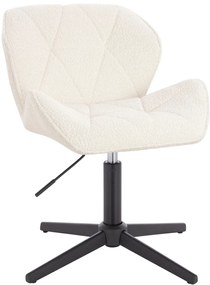 HR111CROSS Scaun Crem Boucle cu Bază Neagră