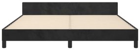 Cadru de pat cu tablie, negru, 160x200 cm, catifea Negru, 160 x 200 cm, Benzi verticale