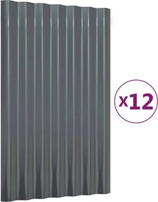 vidaXL Panouri de acoperiș 12 buc. oțel galvanizat antracit 60x36 cm