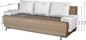 Canapea Extensibila Roma Cappuccino Daisies Flower 205x90x86 cm + lada de depozitare