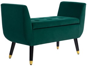 HOMCOM Polsterbank mit Stauraum, Armlehnen, Material textil din poliester de tip catifelat, Lemn de cauciuc, 107 x 42 x 65 cm, Verde | Aosom Romania