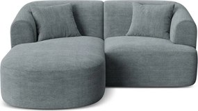 Colțar gri închis cu tapițerie din catifea reiată (cu colț pe partea stângă/cu șezlong) Campi – Cosmopolitan Design