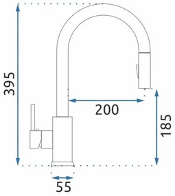 Baterie pentru chiuvetă cu duș extractabil FRESH, 39,5 cm, nichel - REA-B9146