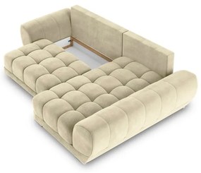 Colțar extensibil cu tapițerie de catifea și șezlong pe partea dreaptă Windsor &amp; Co Sofas Nuage, bej