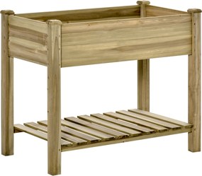Outsunny Jardinieră Inălțată din Lemn cu Raft Inferior, Ideală pentru Grădină și Balcon, Suport pentru Plante, 91x51x76 cm | Aosom Romania