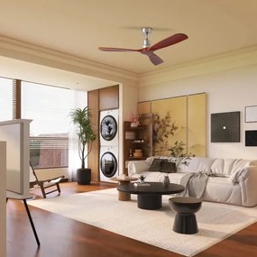 ZEVENTI - Ventilator de tavan LIONI Wi‑Fi Tuya crom/stejar + telecomandă