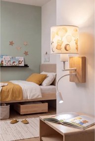 Brilagi - Lampă LED Flex. BOBO WOOD 1xE27/25W/230V + LED/3W stejar/alb/cu animaluțe