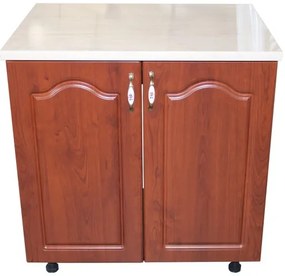 Masca pentru chiuveta cu 2 usi 80 cm Zebra, Wenge/MDF Cedru Mustata, cu blat Travertin, 80 x 85 x 60 cm