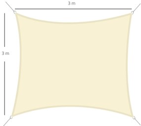 Outsunny Voal de umbra pătrat 3x3m material pentru exterior protecție anti-UV, pentru grădină terasă exterior patio piscină balcon, crem | Aosom Romania