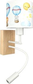 Brilagi - Lampă LED Flex. BOBO WOOD 1xE27/25W/230V + LED/3W stejar/alb/animăluțe