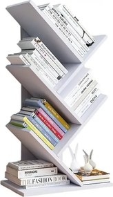 Biblioteca pentru masa cu 5 rafturi ZIGZAG, alb