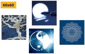 Set tablouri Feng Shui în design albastru